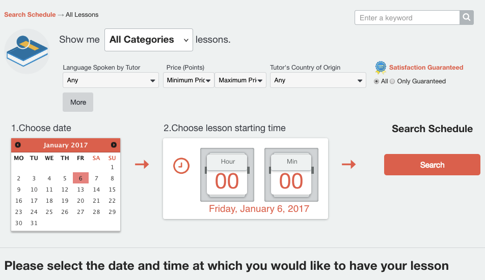 Search by Schedule Page Search by Schedule Page