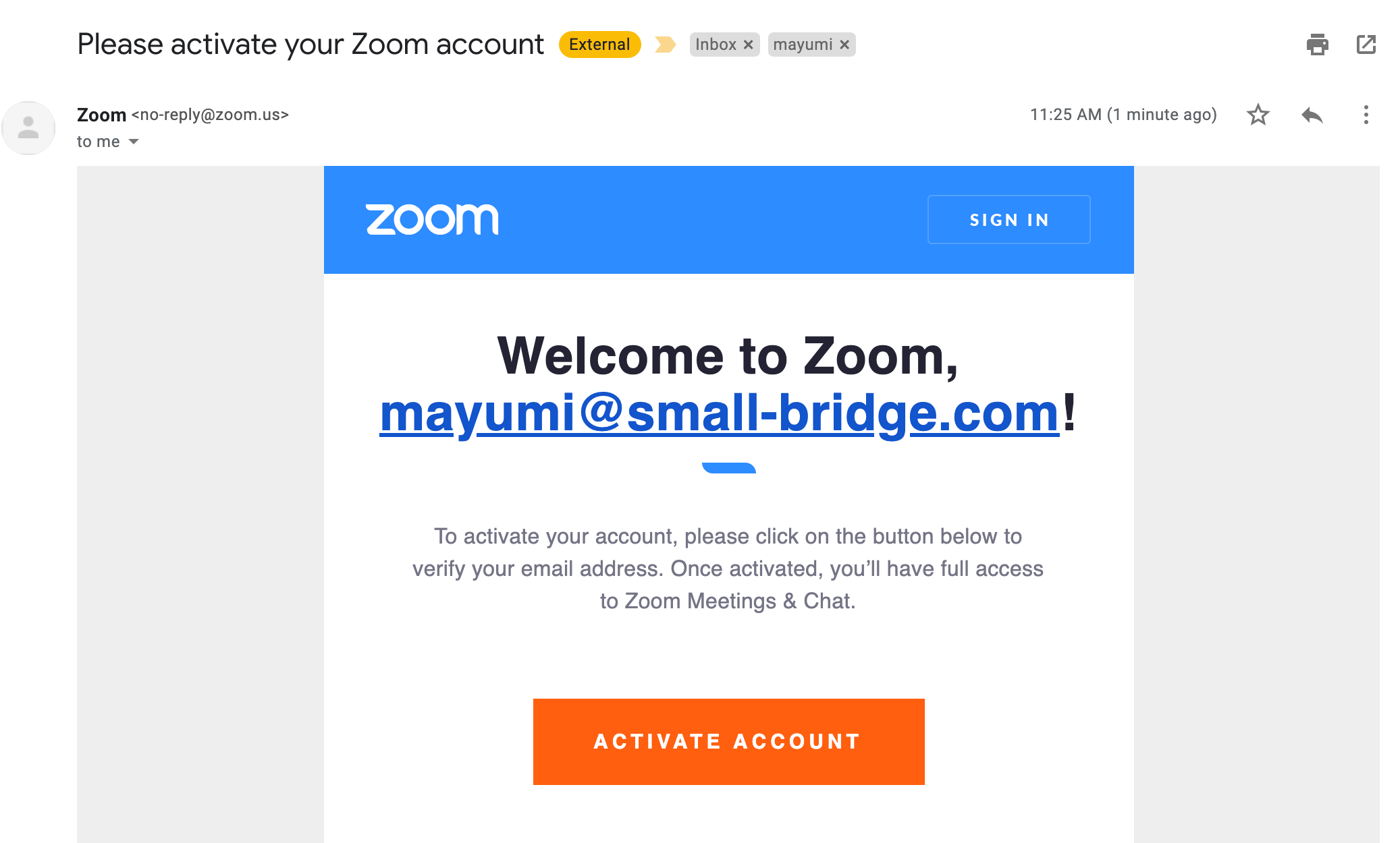 Zoom Confirmation Email